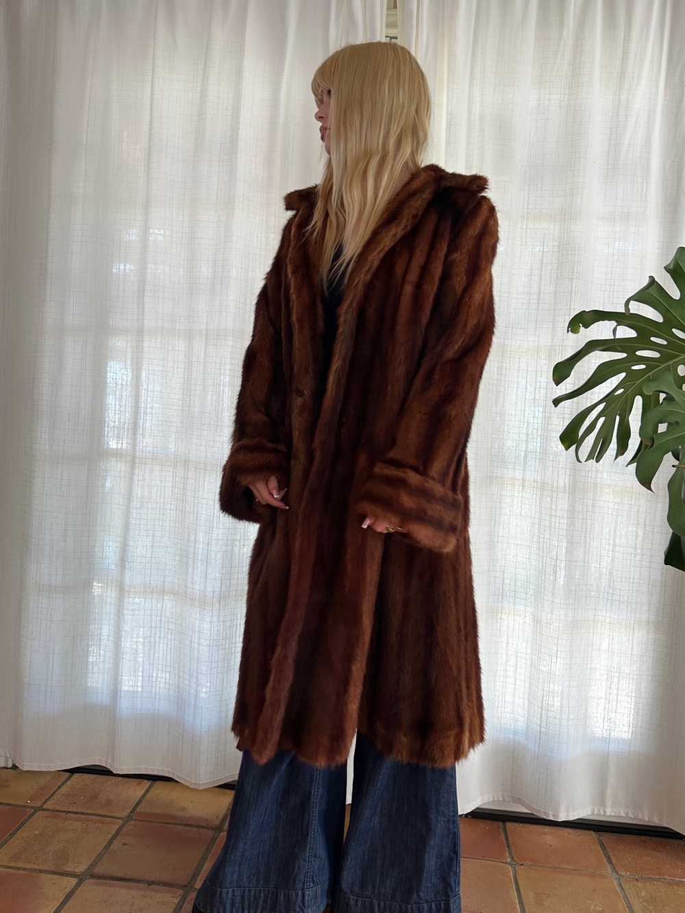 Women’s Brown Mink Fur Long Coat